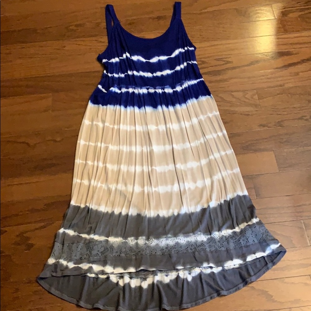 Fever Hi-lo Dress BlueTan&Gray. EUC-worn once SzM